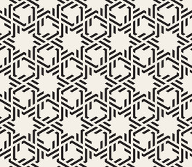 Vector Seamless Black And White Interlacin Lines Geometric Islamic Pattern