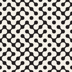 Vector Seamless Black And White Rounded Irregular Maze Pattern - 112444013