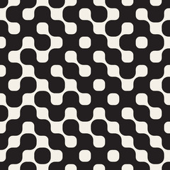 Vector Seamless Black And White Rounded Irregular Maze Lines Pattern