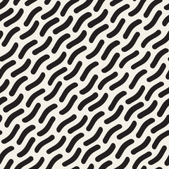 Vector Seamless Black And White Hand Painted Jumble Diagonal Lines Pattern - 112444209