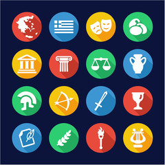 Greece Icons Flat Design Circle