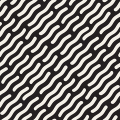 Vector Seamless Black and White Hand Drawn Jumble Diagonal Lines Pattern