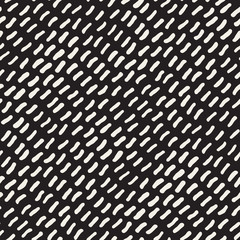 Vector Seamless Black and White Hand Drawn Diagonal Dash Lines Pattern