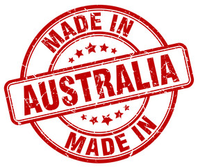 made in Australia red grunge round stamp