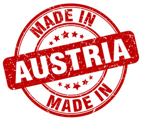 made in Austria red grunge round stamp