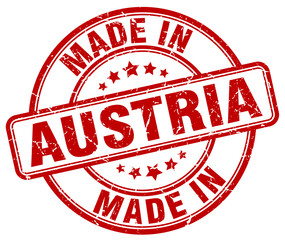 made in Austria red grunge round stamp