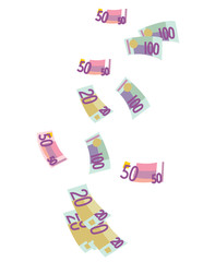 Flying euro money. Vector illustration