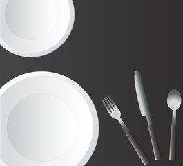 Empty Round Plate with Fork and Knife illustration vector