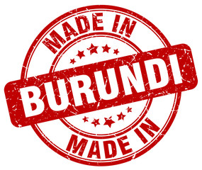 made in Burundi red grunge round stamp