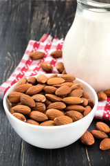 Almond milk on the table
