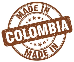 Fototapeten made in Colombia brown grunge round stamp © Aquir