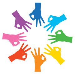 rainbow hands okay sign vector