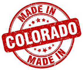 made in Colorado red grunge round stamp