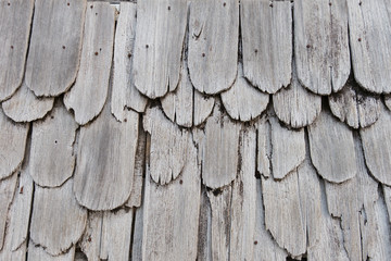 Texture of old shingle Roof, top view