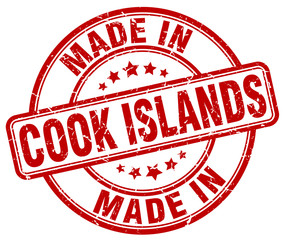 made in Cook Islands red grunge round stamp