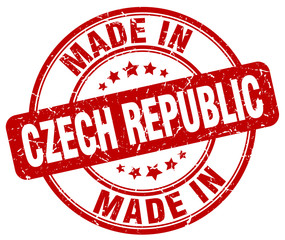 made in Czech Republic red grunge round stamp