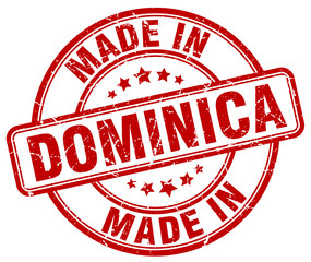 made in Dominica red grunge round stamp