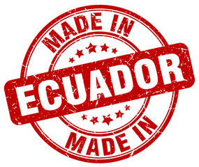 made in Ecuador red grunge round stamp