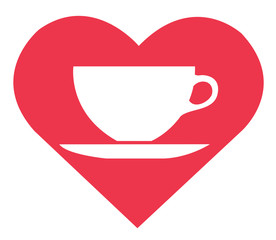 a cup of hot drinks in the pink heart vector
