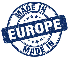 made in europe blue grunge round stamp © Aquir