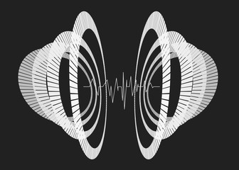 Abstract repeated monochrome circles in perspective.