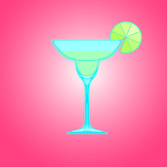 Margarita cocktail glass with lime.