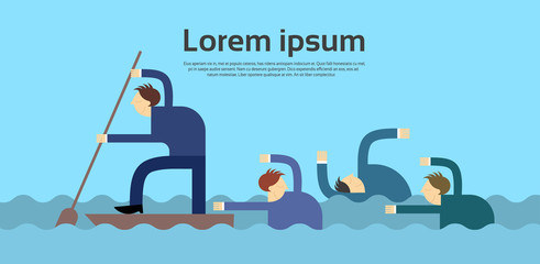 Business People Swim In Water Competition Concept