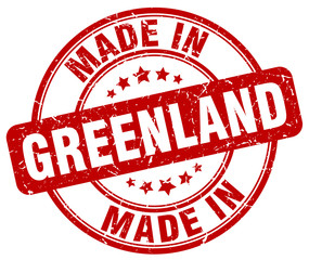made in Greenland red grunge round stamp