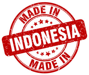 made in Indonesia red grunge round stamp
