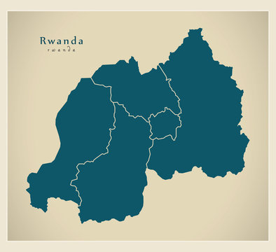 Modern Map - Rwanda with provinces RW