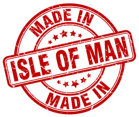 made in Isle Of Man red grunge round stamp