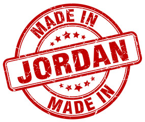 made in Jordan red grunge round stamp