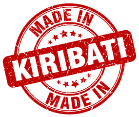 made in Kiribati red grunge round stamp
