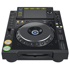 Digital dj turntable mixer with buttons control parameters. 3D graphic