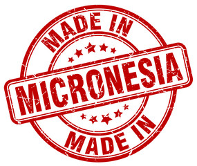 made in Micronesia red grunge round stamp