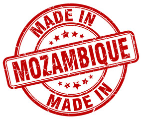 made in Mozambique red grunge round stamp