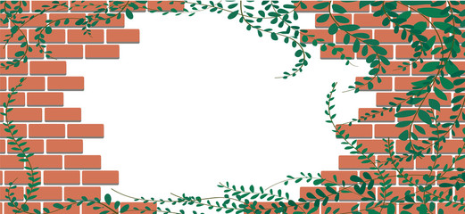 Fototapeta premium Coat buttons Mexican daisy plant on Wall of bricks and space background art vector