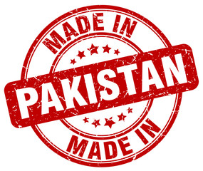 made in Pakistan red grunge round stamp