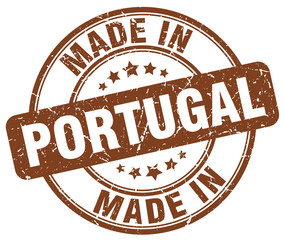 made in Portugal brown grunge round stamp