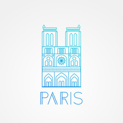Fototapeta premium Notre Dame de Paris Cathedral, France. Hand drawing sketch vector illustration of french travel landmark.