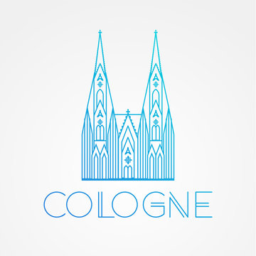 World famous Cologne cathedral. Greatest Landmarks of europe.. Linear vector icon for Koln Germany.