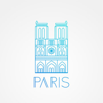 Notre Dame de Paris Cathedral, France. Hand drawing sketch vector illustration of french travel landmark.