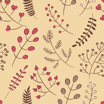 Vector autumn leaf floral seamless pattern