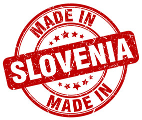 made in Slovenia red grunge round stamp