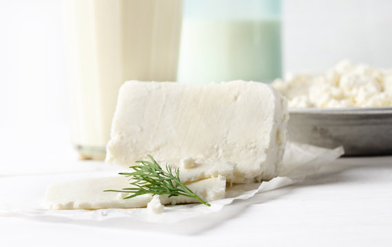 homemade  cheese,milk and cottage cheese on a wooden background.rustic style