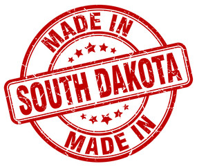 made in South Dakota red grunge round stamp