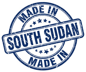 made in South Sudan blue grunge round stamp
