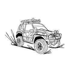 Tuned SUV car, sketch for your design © Kudryashka