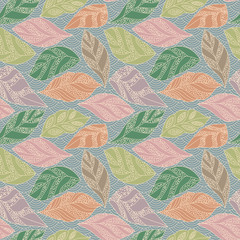 Contour seamless background with leaf, abstract leaf texture. Seamless pattern can be used for wallpaper, pattern fills, web page background, surface textures.