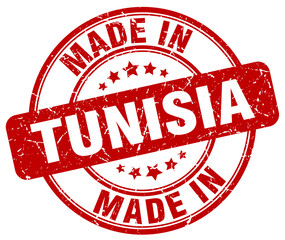 made in Tunisia red grunge round stamp